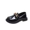 korean new fashion metal chain leather shoes