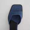 retro thick heel denim slippers