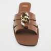 ZA2022 summer new TRF women's brown chain decorative slippers