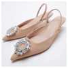 ZA2022 autumn new women's shoes beige ornaments high heels rhinestone pointe shoes
