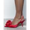 ZA2022 autumn new women's shoes red flower slingshot high heels