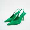 ZA2022 spring new women's shoes slingback strap pointed shoe