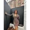 catties European style sexy leopard print POLO collar dress