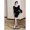 catties high royal sister wind long sleeve dress female mature sexy slim knit wrap hip skirt