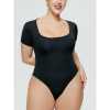 Spice girls EuropeAn-American style solid color square neck tight jumpsuit women short sleeve triang