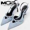 MGG2024 summer women's pointed thin strap buckle denim blue shoes