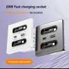 20w Universal Wall Panel Socket With Usb Charging Cable ,Mobile Phone Tablet Charging Type C Outlet