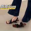 2025 summer new one-word satin slippers women's European and American style high-heeled  slippers