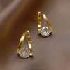 French design sense super shiny exquisite versatile micro-inlaid zircon round ear buckle women's ear