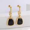 New Korean version geometric square black temperament niche design earrings