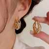 Unique niche design sesquareear buckle light luxury high-end earrings