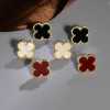 Three-color optional niche four-leaf clover earrings