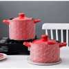 5pcs red Japanese ceramic casserole