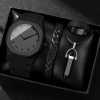 Luxury 4in1 All-Black analog Quartz Watch Set for Men