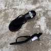 summer new black suede comfy heel slippers