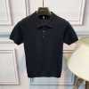New solid color knitted polo shirt men's short-sleeved