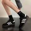 Fashion Unisex Retro Stripe Casual Sneakers – Lace-Up Low-Top Walking Shoes