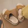 Comfortable Suede Flat Slip-On Slides with Metal Buckle