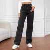 women's high-waisted slim loose straight denim wide-leg trousers