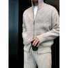 Autumn and winter new double zipper stand-up collar casual thick knitted jacket men's high-end fashi