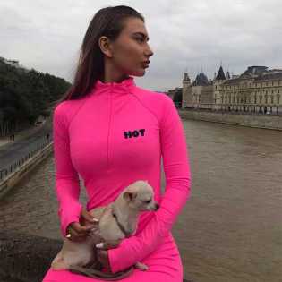 new autumn slim zipper high neck t-suit