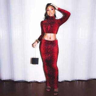 women's red top + skirt