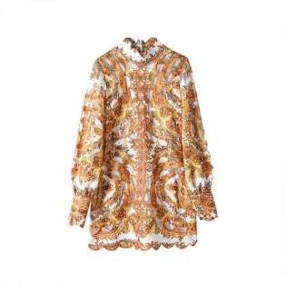 ancient french hollow out female autumn dress