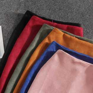 spring-and-summer-suede female-slit-skirt