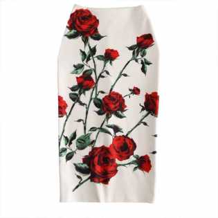 spring-and-summer-rose-slit-skirt
