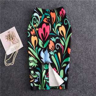 spring-and-summer-floral-slit-skirt