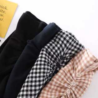 spring-and-summer-check-slit-skirt