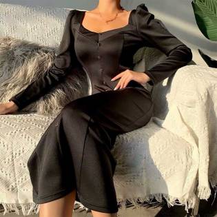 french-retro-women-long-sleeve-women's-dress