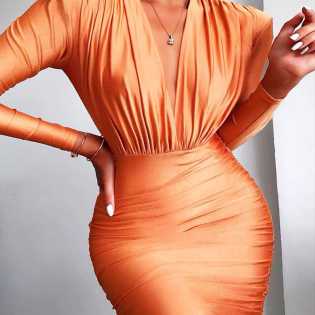 inns-deep-orange-women's-bubble-sleeve-dress
