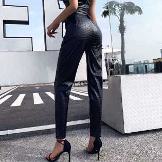2023-women's-croc-design-high-waist-leather-pants
