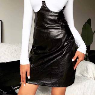 instahot-leather-strapless-butt-dress