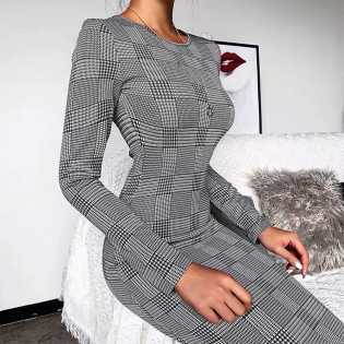 french-retro-wild-plaid-gown