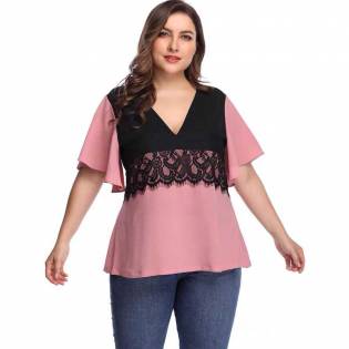 plus size angels lace patch blouse