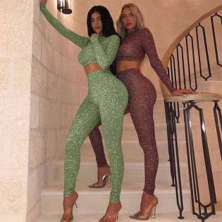 irregular print ladies sexy sport suit