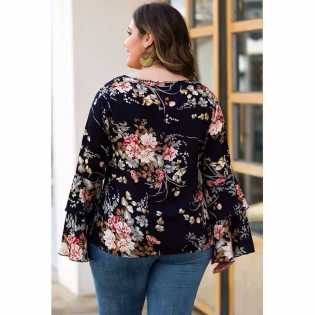 black floral-plus-size-angels-chiffon-blouse