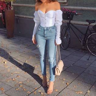 strapless tight-fitting blouse