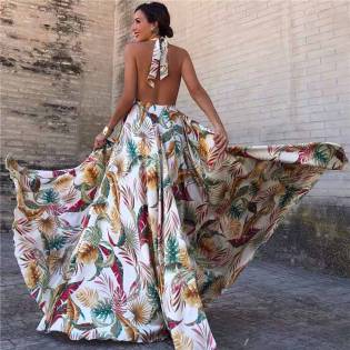 sexy halter open back dress