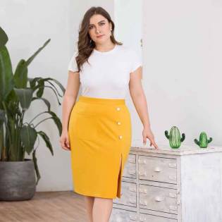 plus size angels yellow skirt