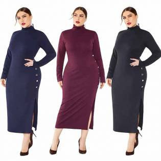 plus size angels knitted turtle neck dress