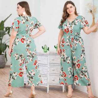 plus size angels elegant jumpsuit floral