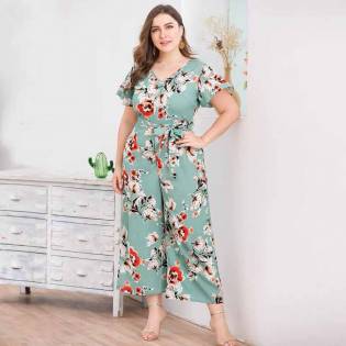 plus size angels elegant jumpsuit floral