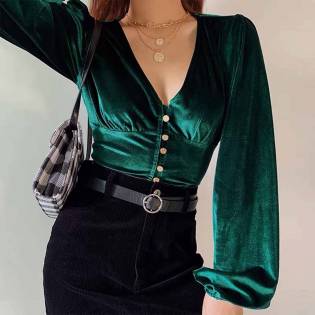 ladies velvet casual blouse