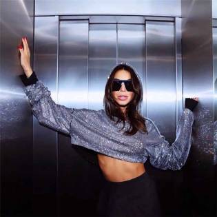 ladies bright silk glitter hoodie