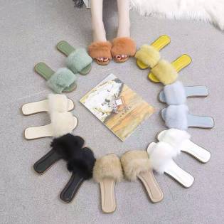 ladies fur slippers