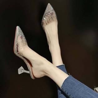 stiletto transparent heels