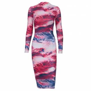 New Women's Print Long Sleeve Round Neck Fashion Dress